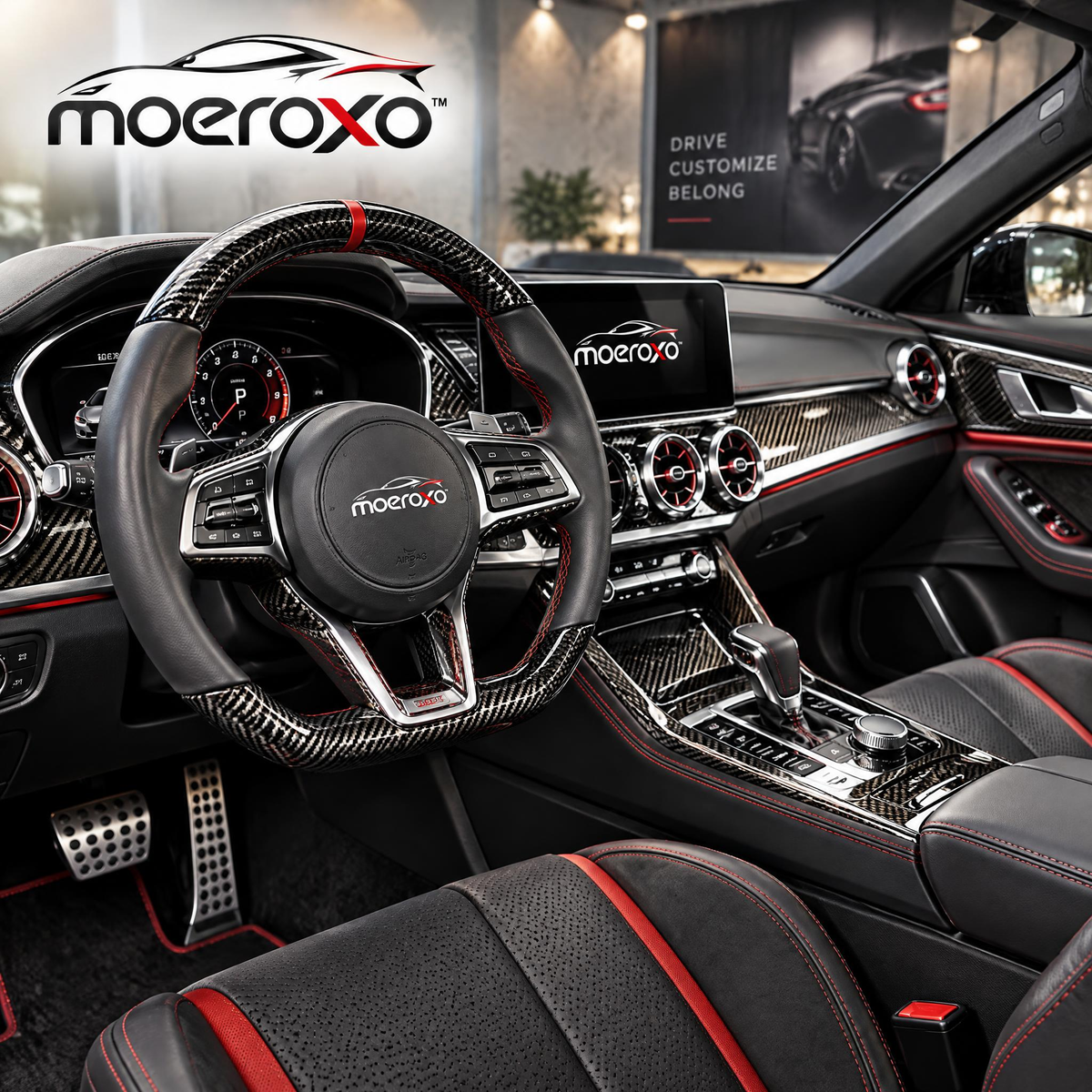 moeroxo™ Carbon Fiber Steering Wheel Trim Cover